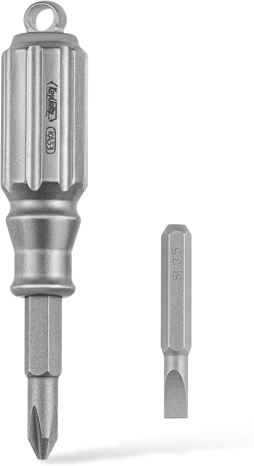KeyUnity KA53 Mini Screwdriver Stubby Magnetic Titanium Small Phillips Driver Keychain Friendly EDC Driver for Everyday Repairs