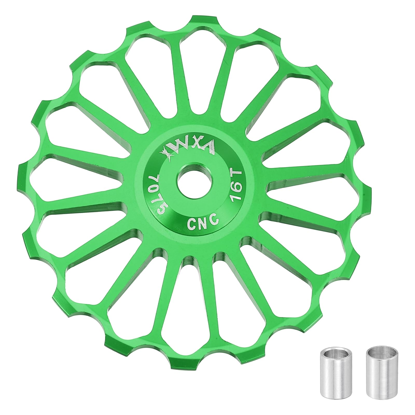 sourcing map 1 Set Bicycle Rear Derailleur Pulley 16T Ceramic Bearing Wheel Aluminum Alloy Guide Roller Wheels for 8/9/10/11 Speed Transmission System Road Bike Mountain Bike MTB BMX, Green