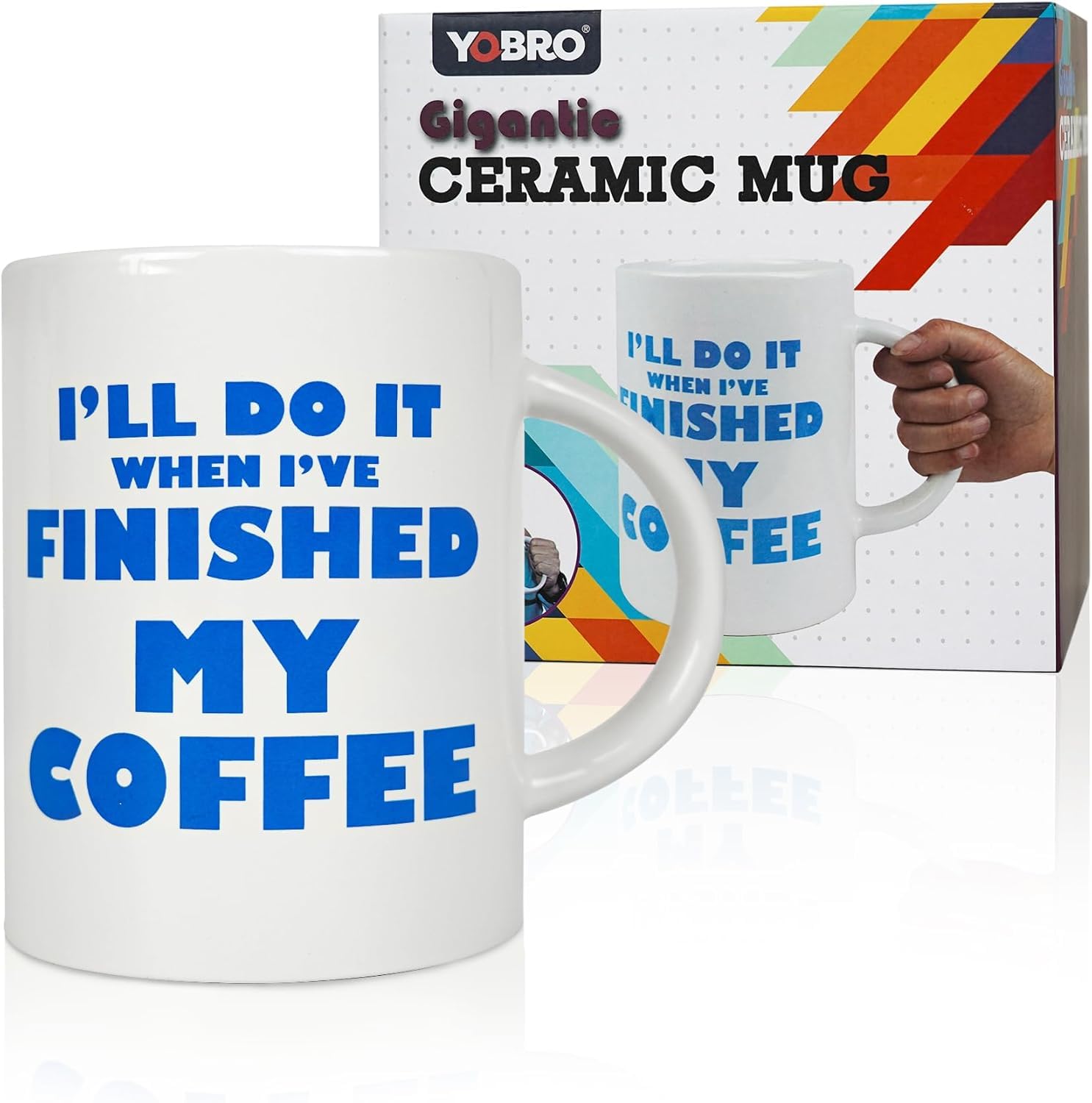 12oz two tone glossy pottery coffee mug KJ Pottery White and Cobalt Mug | Made In Washington main image 0