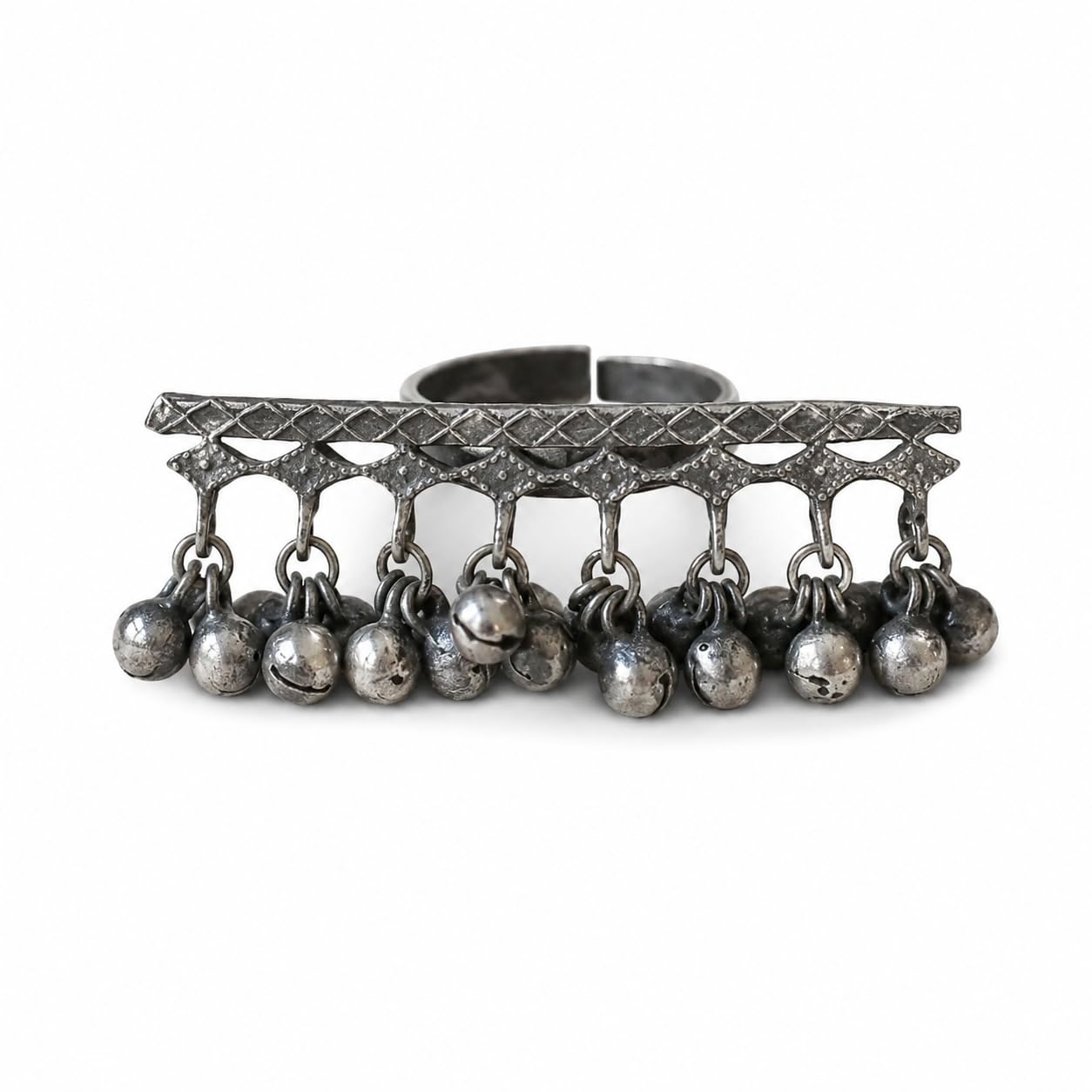 oxidised ghungroo statement ring for women anti tarnish stainless steel adjustable boho ethnic finger ring jewellery