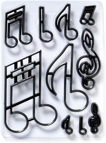 Miniatura 5 de Airlxf - Cortadores de fondant de música, juego de 10 cortadores de galletas de boda para aniversario, novia, compromiso, decoración de pasteles,