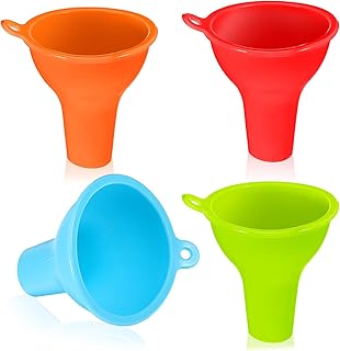 4Pcs Funnels for Kitchen Use Filling Bottles Silicone Funnel Wide Mouth Funnel Multi Color Flexible Condiment Funnels Kitchen Gadgets Accessories for Filling Water Bottle Liquid Transfer