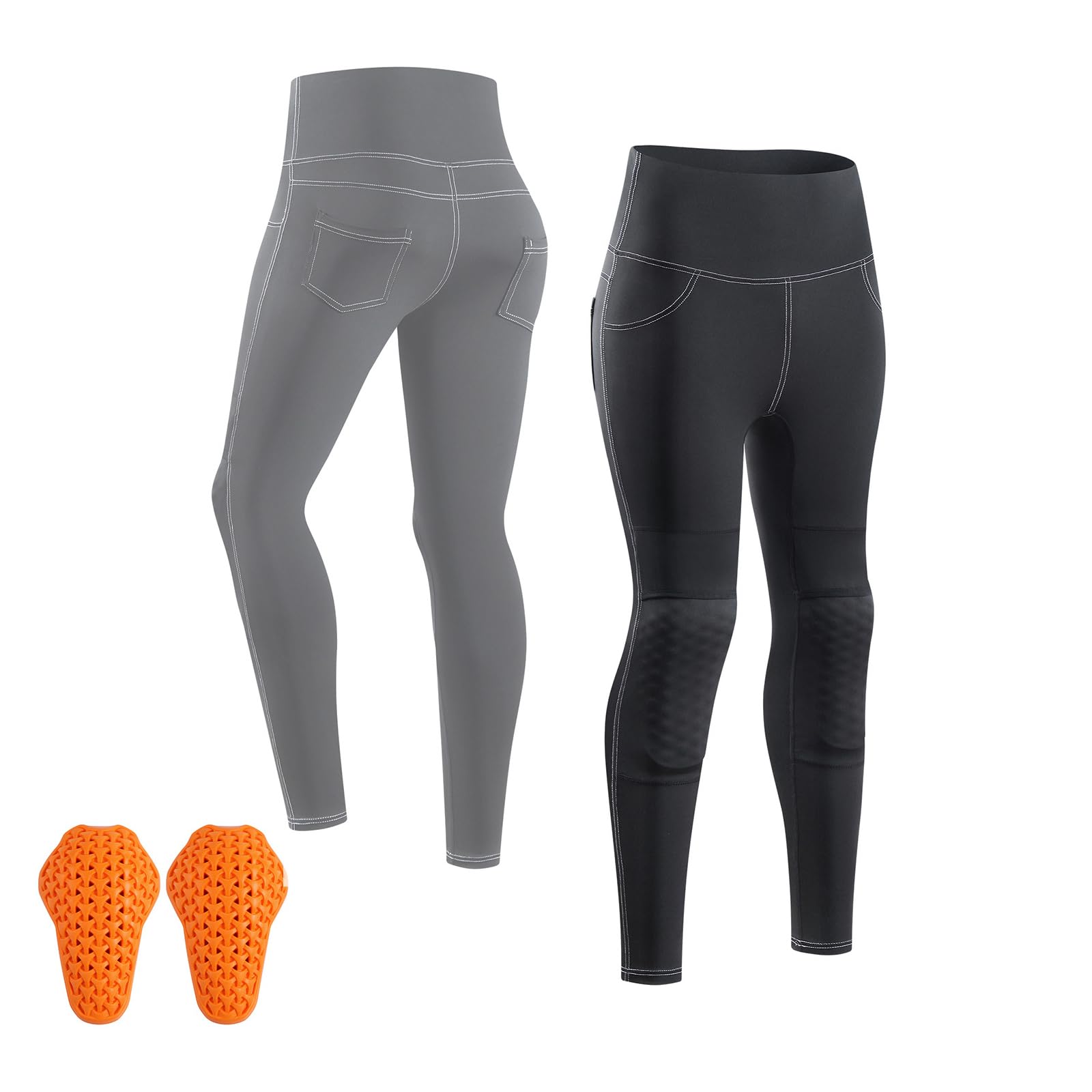 ARMAAN Damen-Motorrad-Leggings mit hohem Bund und herausnehmbaren CE-Knieprotektoren – Atmungsaktive Stretch-Fahrhose mit Cargotaschen für den Motorradsport