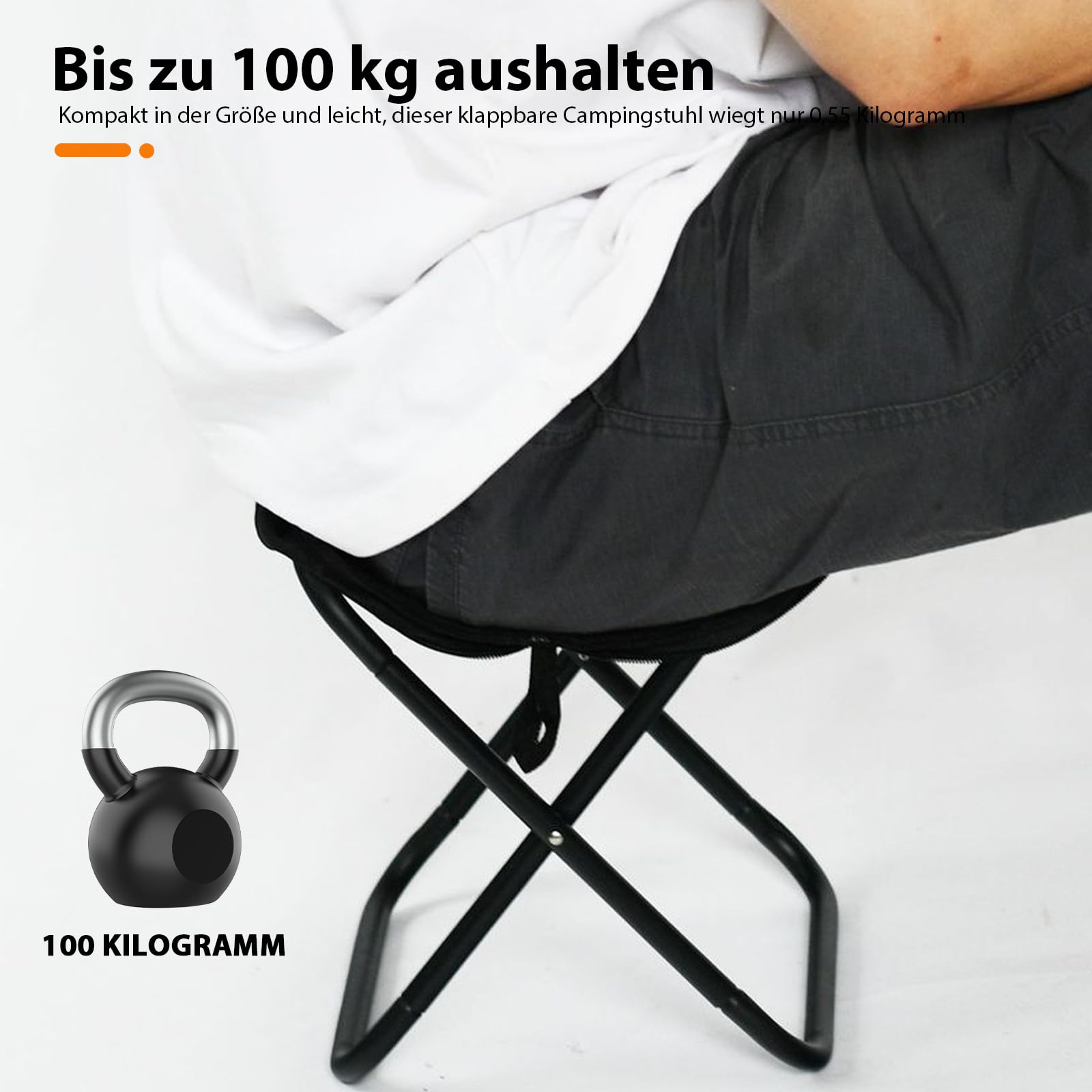 HOSPAOP Mini Klapphocker Faltbar - Tragbarer Campinghocker Bis 100kg Mit Tasche