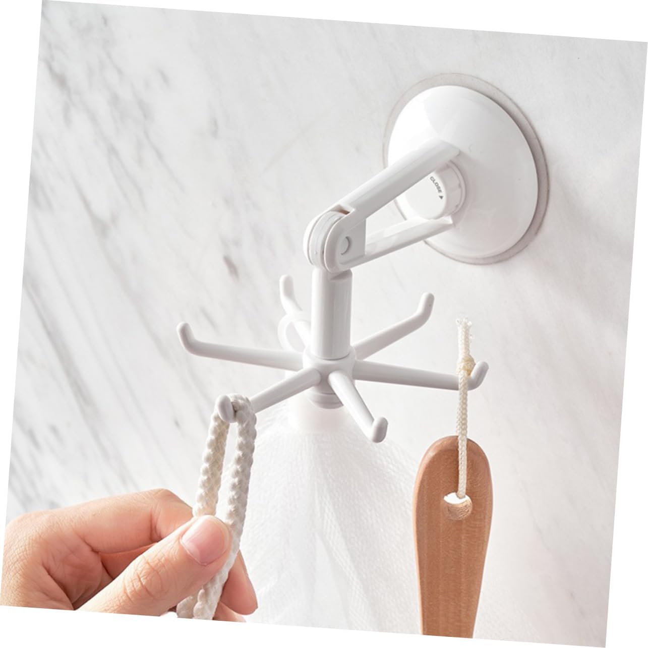 SOLUSTRE Hanging Utensil Rack Rotating Kitchen Hook Strong Suction Self Adhesive Organizer for Easy Installation Material for Kitchen Storage