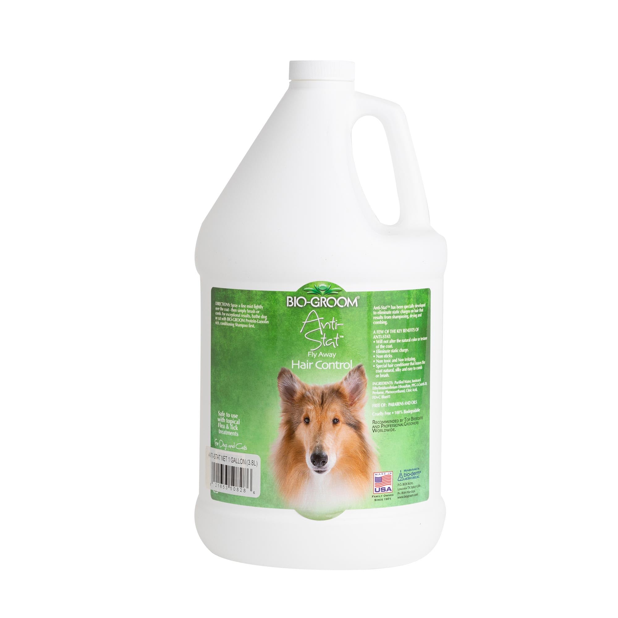 Bio-Groom Spray antistatique - Pour animaux de compagnie - Élimine l'électricité statique du pelage - Pour un pelage doux et soyeux - 3,8 l