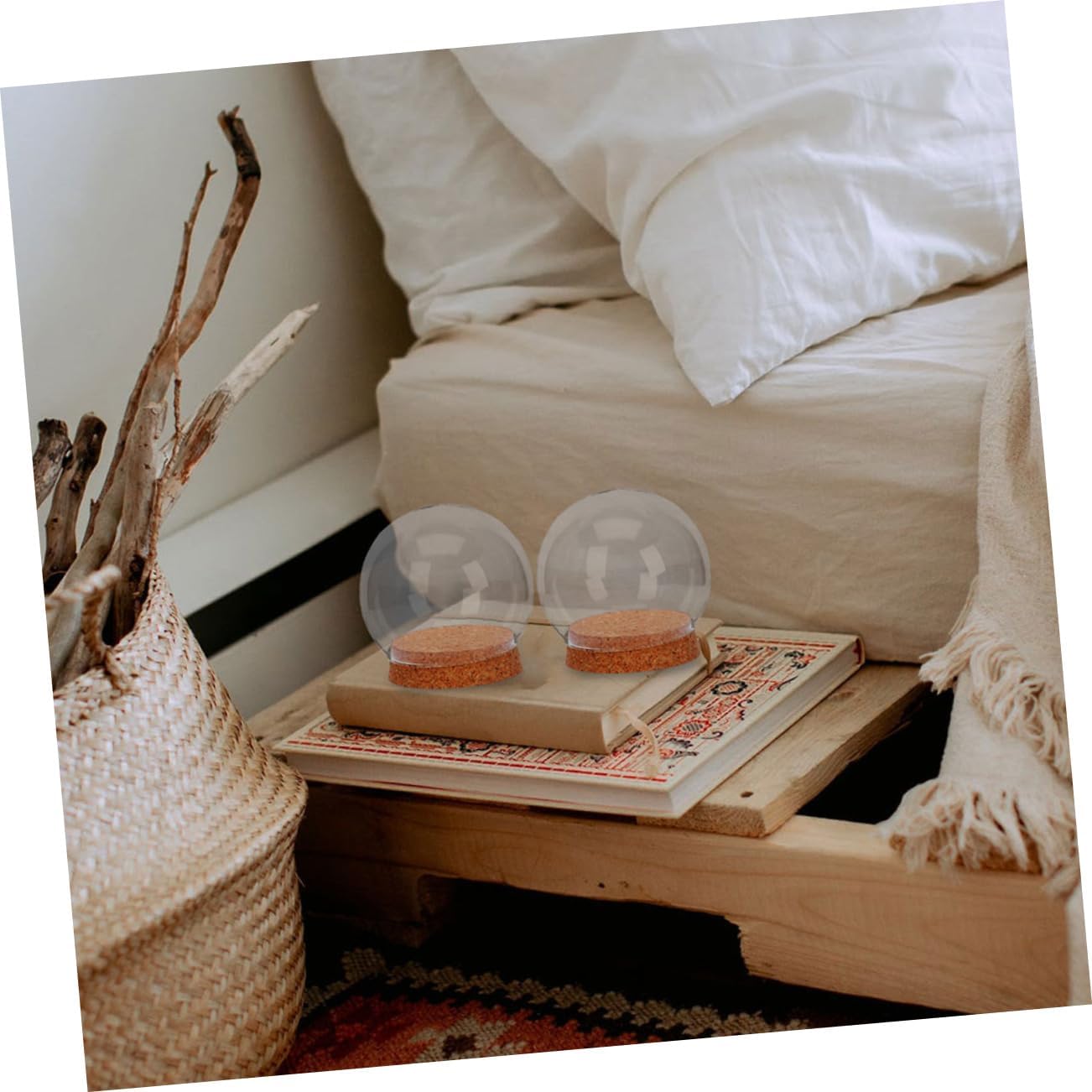 ERINGOGO 4Pcs Clear Glass Dome with Cork Base for Preserved Flowers Elegant Wedding Centerpiece Home Decoration Unique Decorative Cloche for Micro Landscapes Figurines