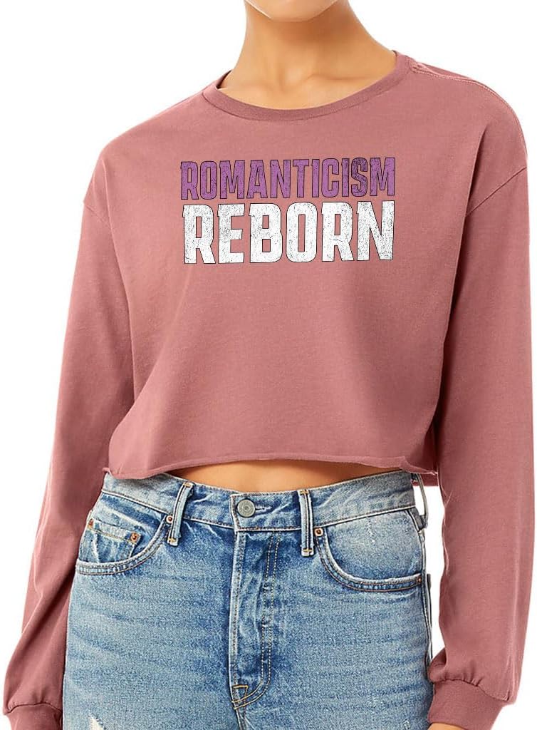 Romanticism Reborn Cropped Long Sleeve T-Shirt - Print Women's T-Shirt - Minimalist Long Sleeve Tee