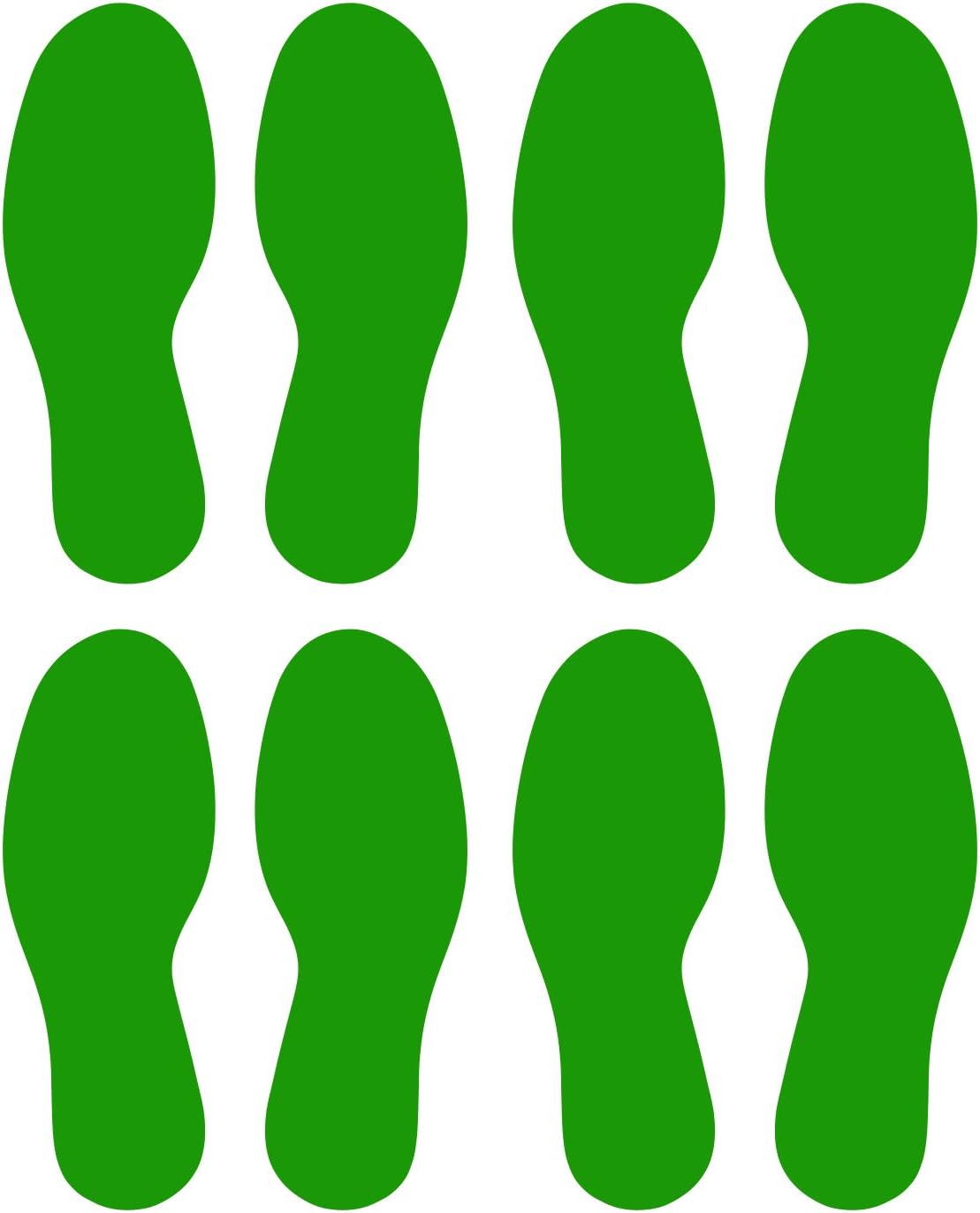 LiteMark Durable Gloss Finish Yellow Green 10.5 Inch Large Footprint Decal Vinyl Stickers | Great for Floors, Ceilings, Walls, and Most Smooth Surfaces | Pack of 8 Footprints (4 Pairs)