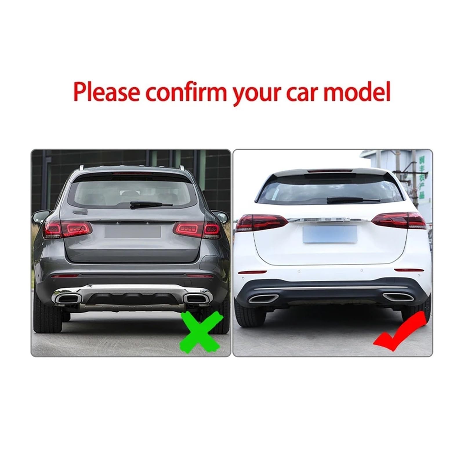 NEGRO Tail Muffler Pipe Cover Trim,Fit For, A B C E GLA GLC GLE GLS CLS Class Stainless Steel Car Rear Exhaust Throat Frame nakładka na tłumik pojazdu(Carbon Fiber)