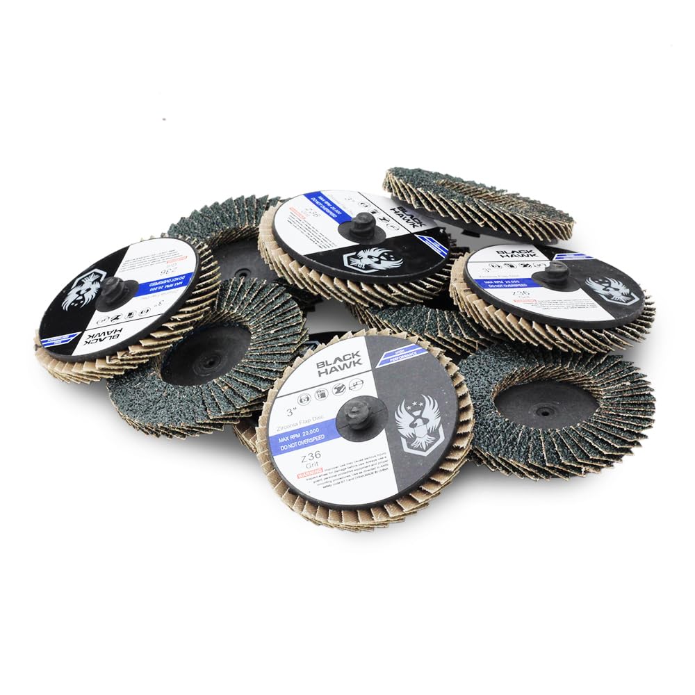 BHA Mini Flap Discs Quick Change Zirconia Grinding and Sanding Wheels, 3", 36 Grit - 10 Pack