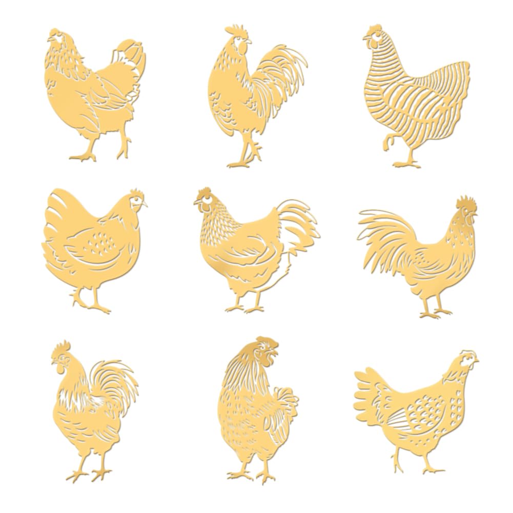 Autocollants coq en métal doré OLYCRAFT pour loisirs créatifs et résine
