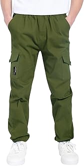 CAMLAKEE Kids Boys Elasticated Waist Slim Fit Cargo Joggers