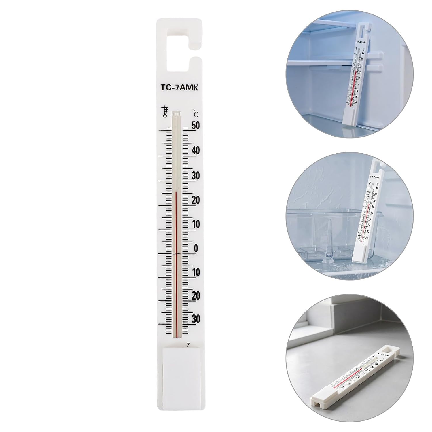 Refrigerator Thermometer White 2pcs, with Hook Dual Scale Plastic