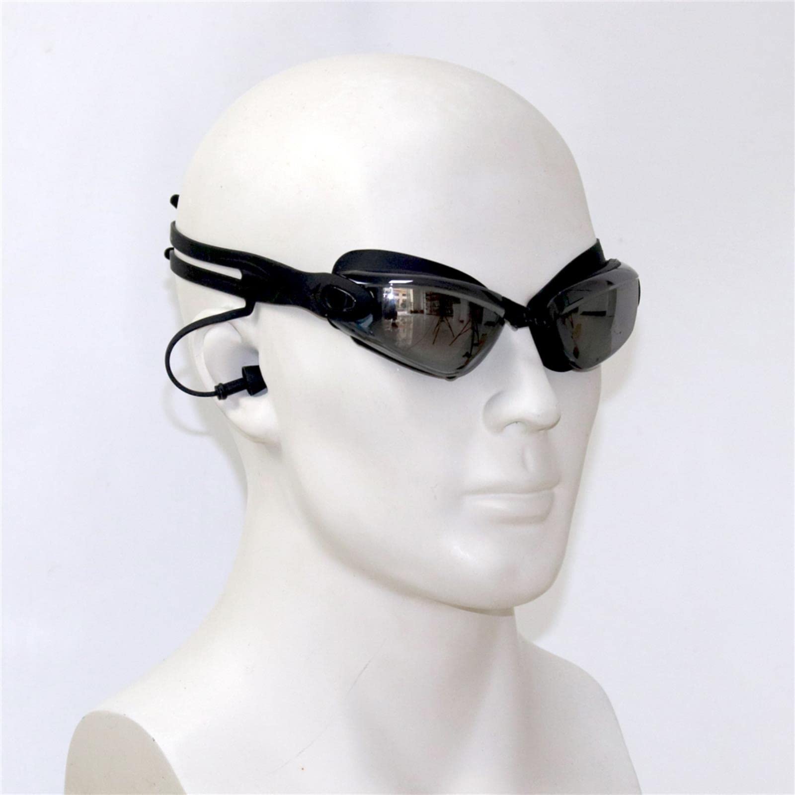 Occhialini da nuoto, Occhiali da nuoto placcati neri con tappi for le orecchie, professionali, in silicone for adulti, antiappannamento, for uomo e donna(Black 01)