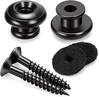 2 PCS Guitar Strap Locks Buttons, Mushroom Style Guitar Strap Lock Buttons, Electric Guitar Strap Locks, Mushrooms Head Guitar Strap Button for Guitar Bass Ukulele/Black
