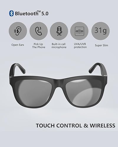 Miniatura 2 de Gafas de sol inteligentes Bluetooth para mujer, estilo de oreja abierta, lentes inteligentes para hombres, gafas de audio Bluetooth 5.0 IPX5