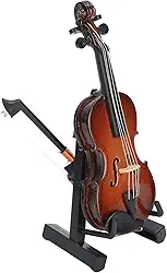 Modelo de mini violino, modelo de violino feito à mão, brinquedo de instrumento musical em miniatura com estojo de suporte para decorações artesanais ifts
