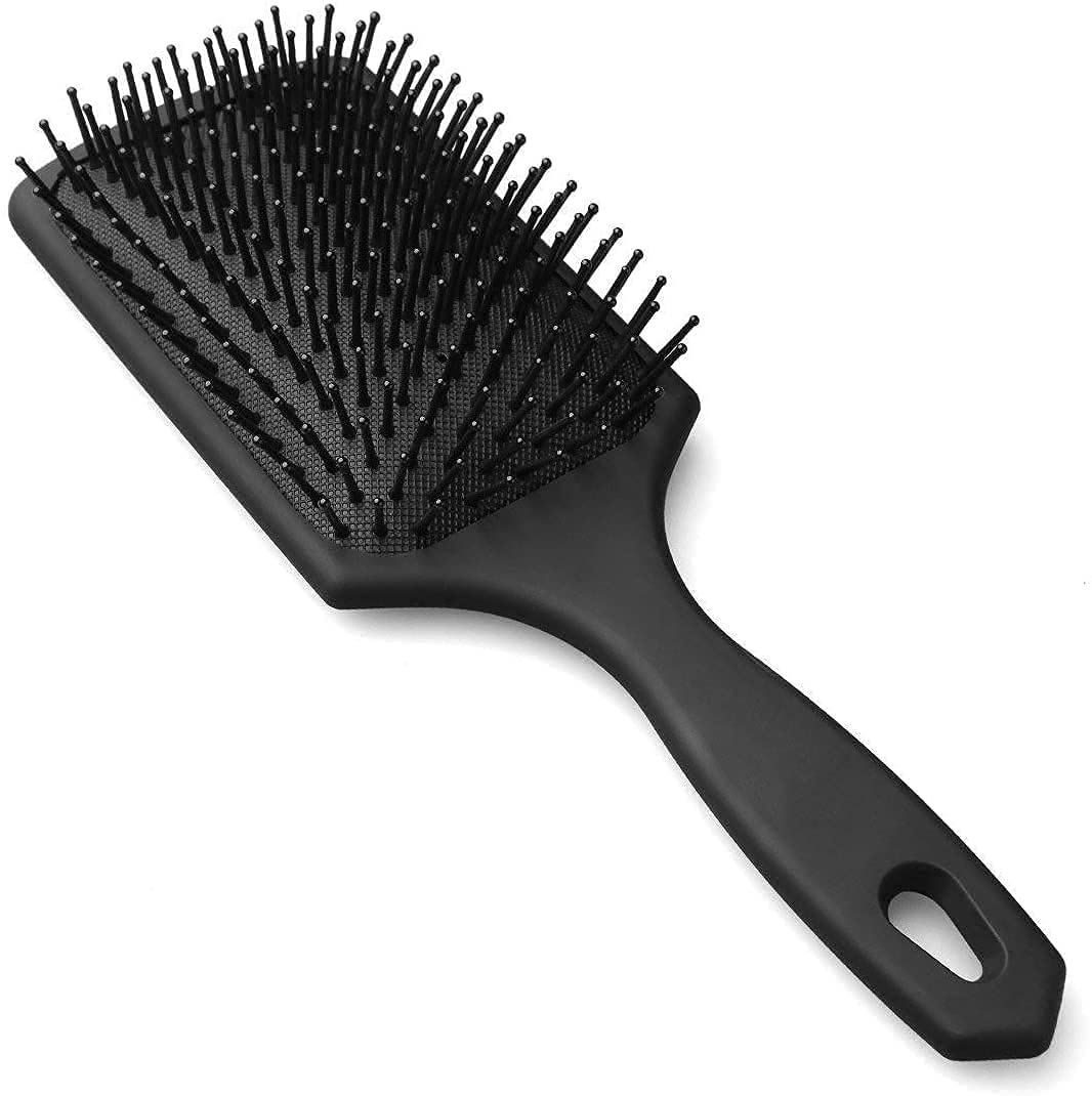 Hair Massage Paddle Comb & Hair Brush for Women and Men | Professional Detangling Hair Styling Brush with Scalp Massage Cushion Base | Suitable for Wet & Dry Hair | Black | Pack of 1-image-8