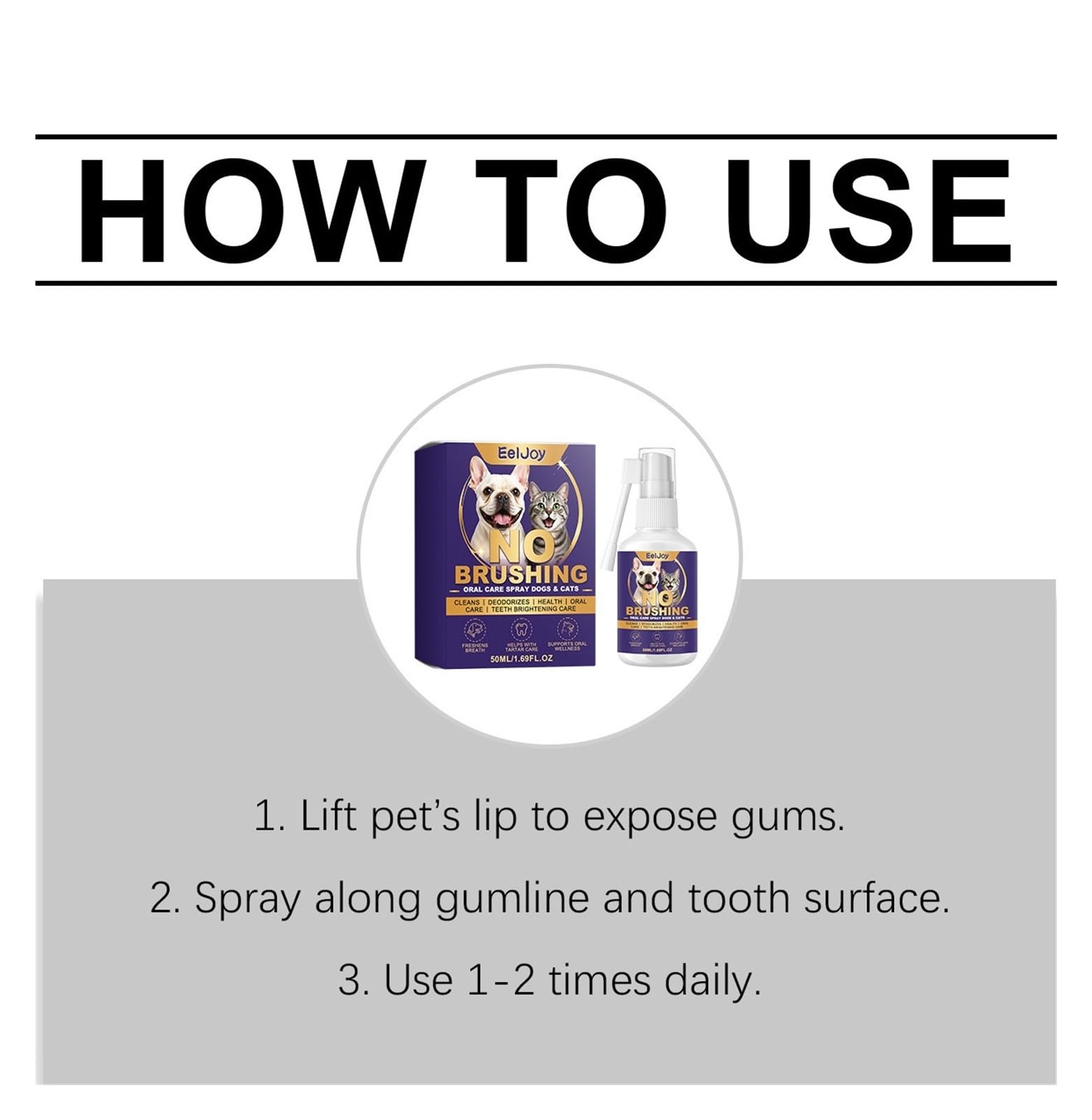 50 ml Zahnreinigungsspray for Hunde und Katzen, frische und sanfte Pflege for den Mund Ihres Haustiers(2pcs)