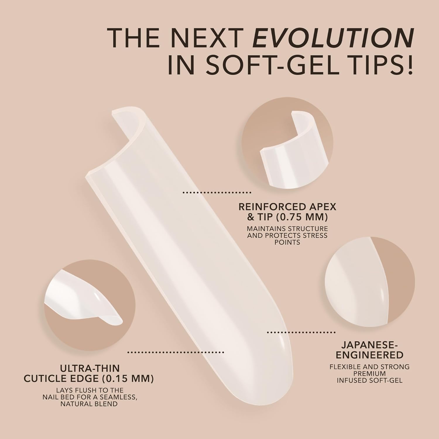 Kiara Sky Gel Nail Extension Tips – Natural Cover, 504 pieces, Sculpted - Stiletto shape, Extra Large (XL)