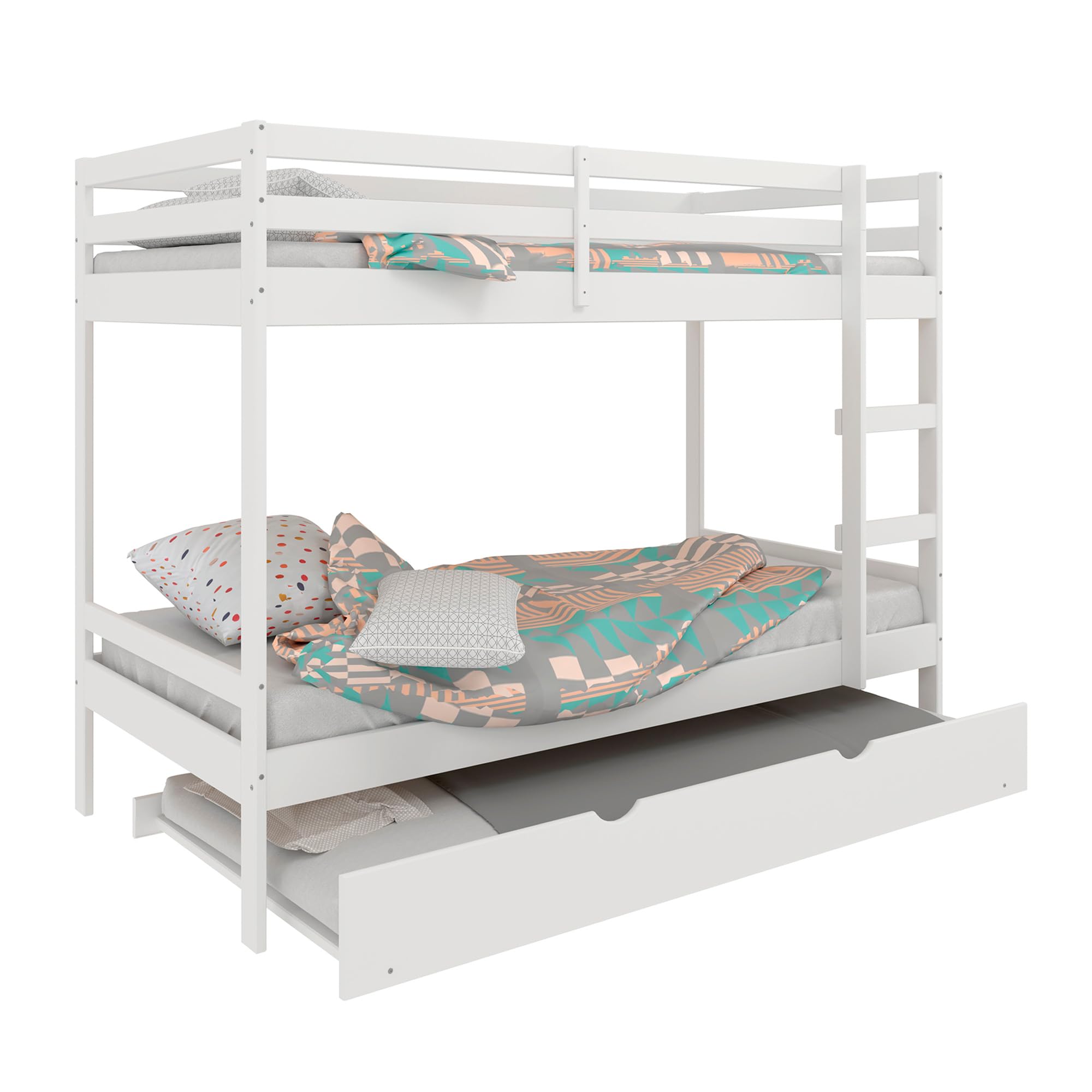Litera Infantiles Madera Maciza Tres Camas Escalera 90x190 cm