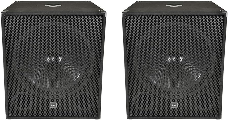 2 x QTX QT18s 18" 500W Subwoofer Bass Bin Speaker Pair DJ Disco Sound System PA