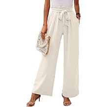 Heymoments Womens Wide Leg Lounge Pants with Pockets Lightweight High Waisted Adjustable Tie Knot Loose Trousers