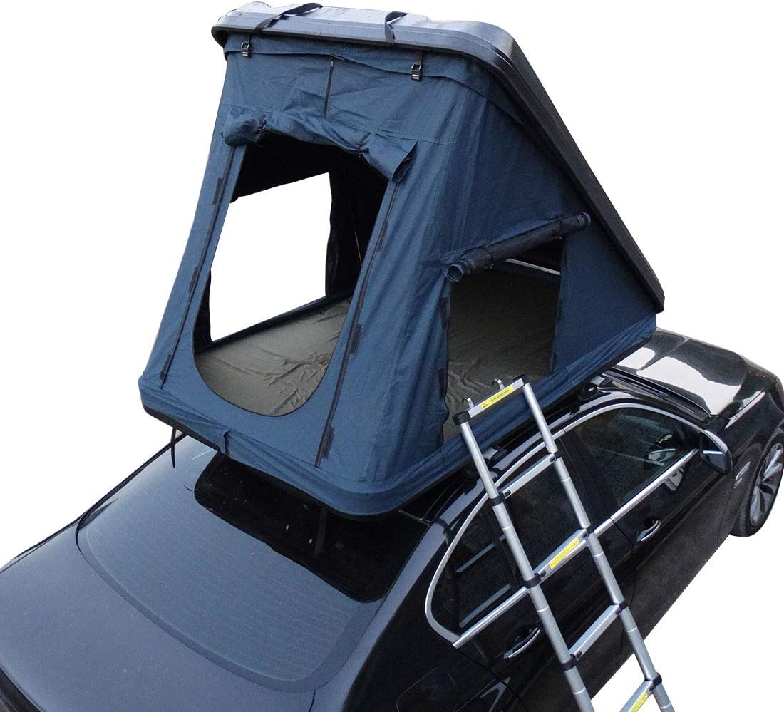 Rooftop Tent Camping Outdoor Truck Bed Hard top Camping fold Travel Box (Blue)
