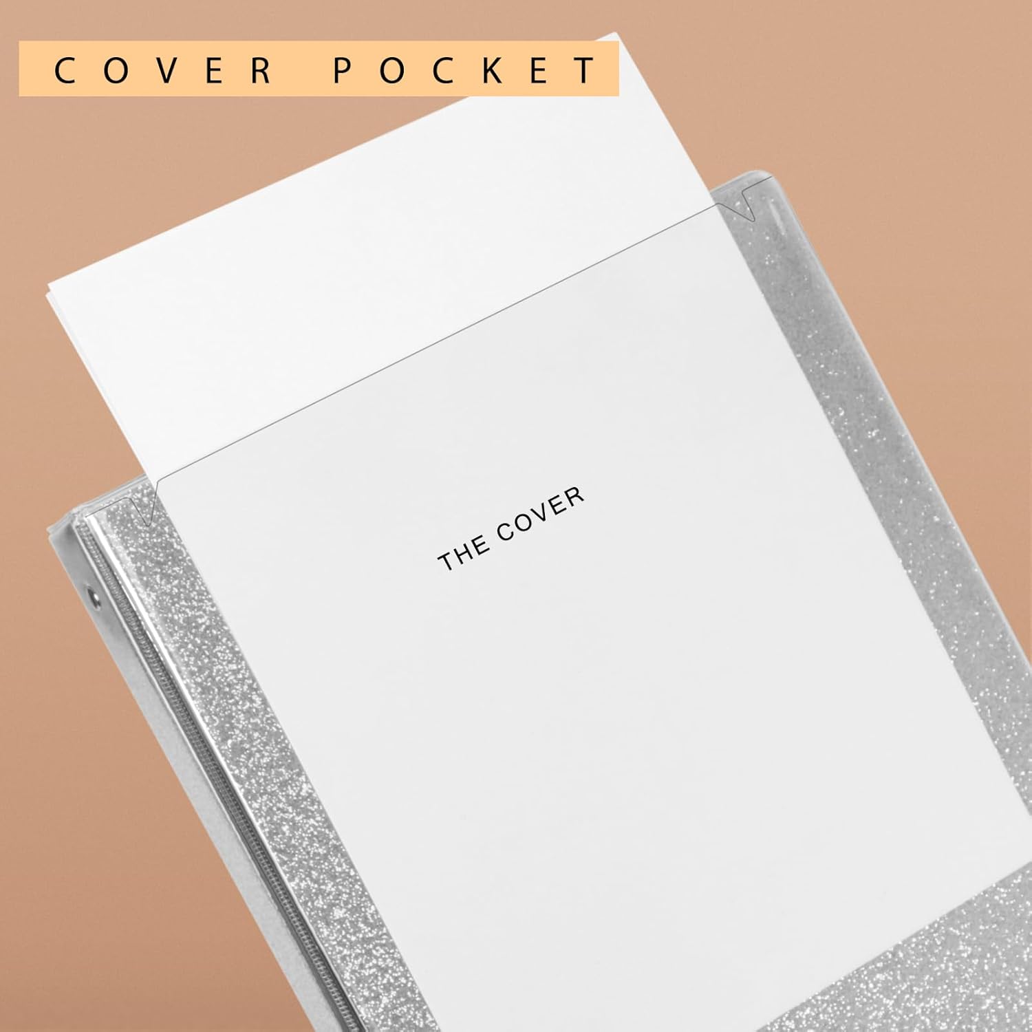 NatureTouch 3 Ring Binder, Glitter 1 Inch Binder Organizer (10.5'' x 11.5'') Holds 8.5’’ x 11’’ Letter Size 300 Pages, Waterproof Durable View Binder, 2 Pack, Silver