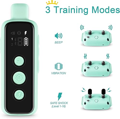 Miniatura 2 de Bousnic Collar de choque para perros Collar de entrenamiento eléctrico impermeable recargable con control remoto para perros pequeños, medianos y
