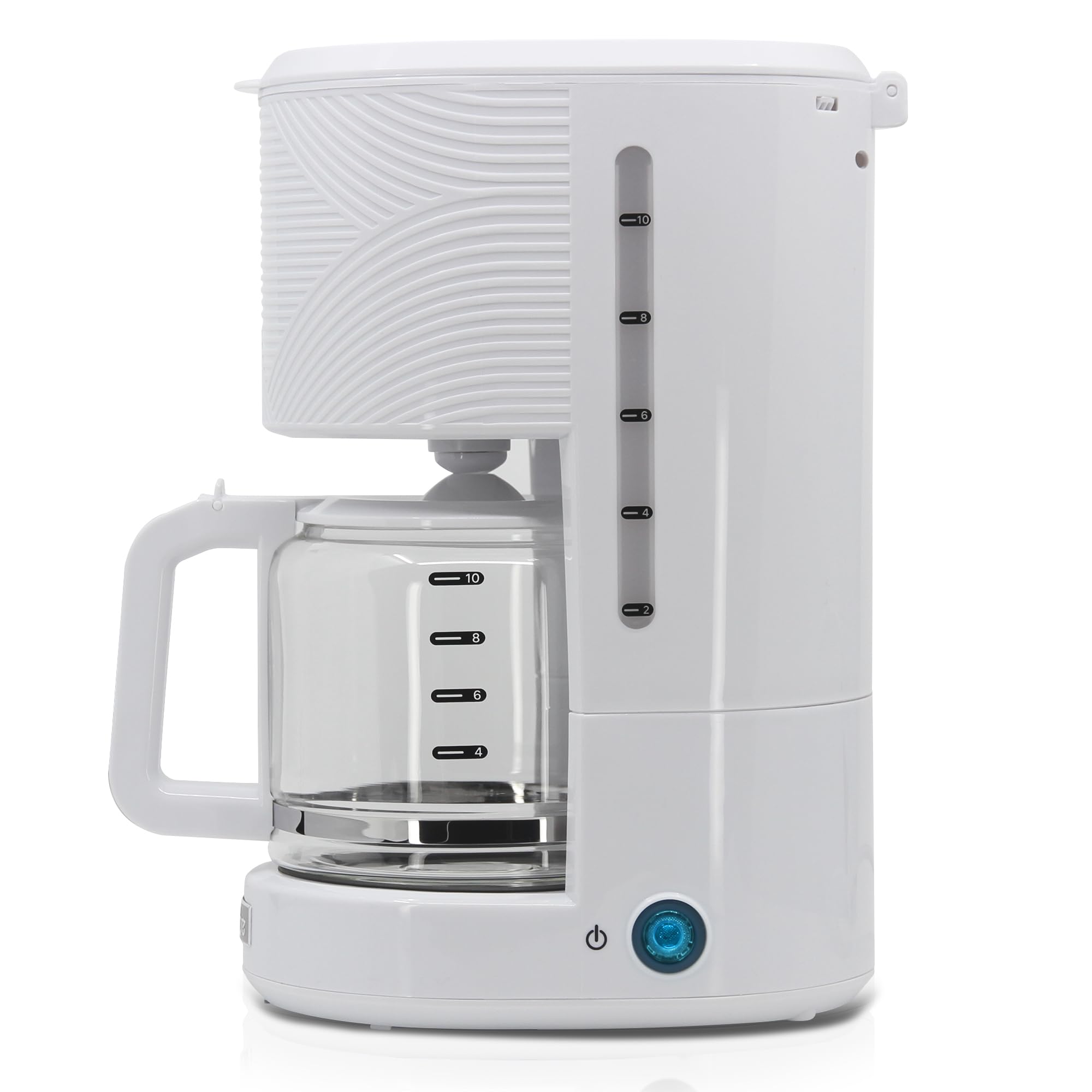 briebe Elegance Cafetera Goteo 10 Tazas Máquina de Café Filtro Permanente Reutilizable, Función Mantener Caliente, Sistema Antigoteo 1,25L, Blanco