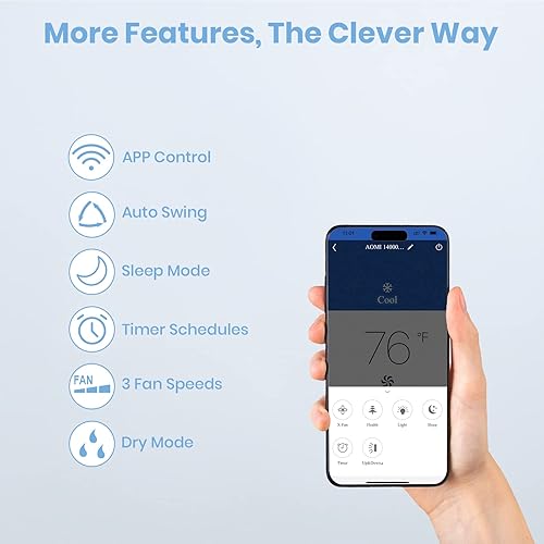 Miniatura 6 de TOSOT Aire acondicionado portátil inteligente Wifi de 14,000 BTU (10,000 BTU SACC) con calentador, potente columpio automático de enfriamiento,