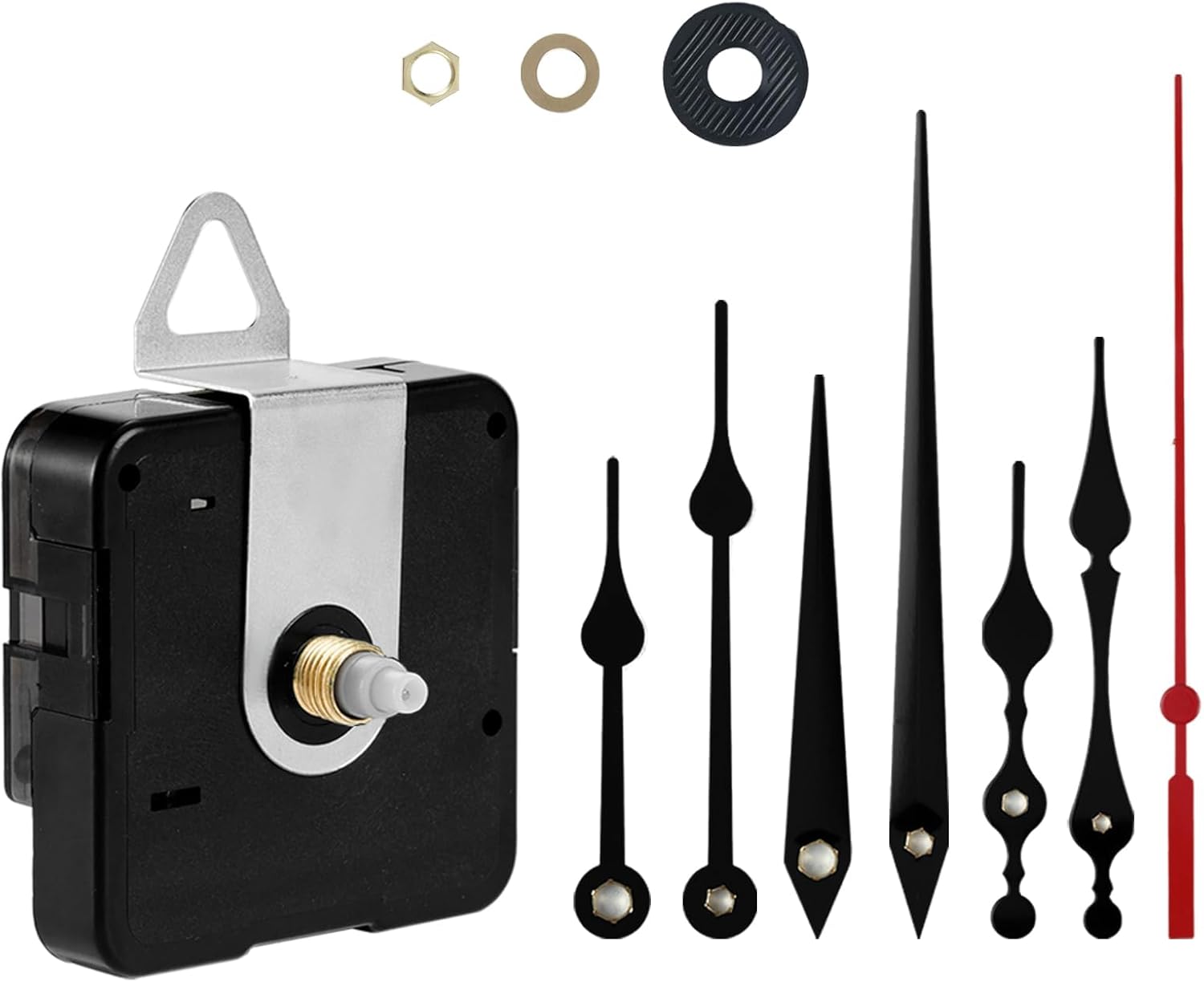 Roymnie Clock Mechanism Replacement Battery Operated Silent Clocks Kit Include Clock Hands Second Hand DIY Repair Parts Shaft Length 12mm(15/32 Inches)