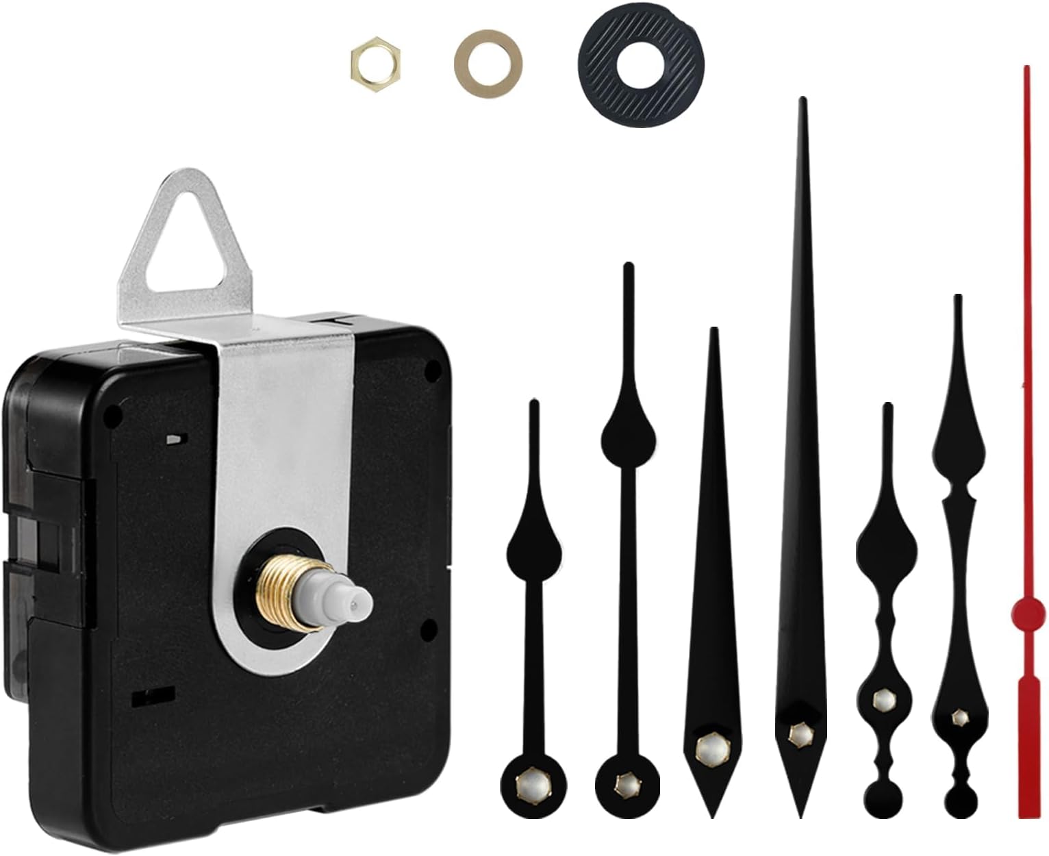 – Silent Clock Mechanism Kit, Battery Operated Clock Movement with Clock Hands, Second Hand, DIY Repair Parts, 12mm Shaft Length, Easy to Install