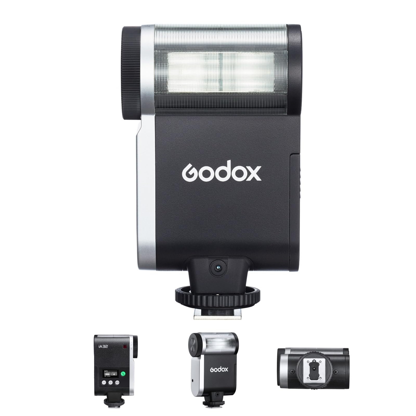 Godox iA32 GN15 Mini kamera błyskowa Speedlite z regulowaną głowicą błyskową, 8 poziomów mocy, tryby ręczne/automatyczne, uniwersalny zamiennik gorącej stopki do aparatu Canon Sony Nikon DSLR