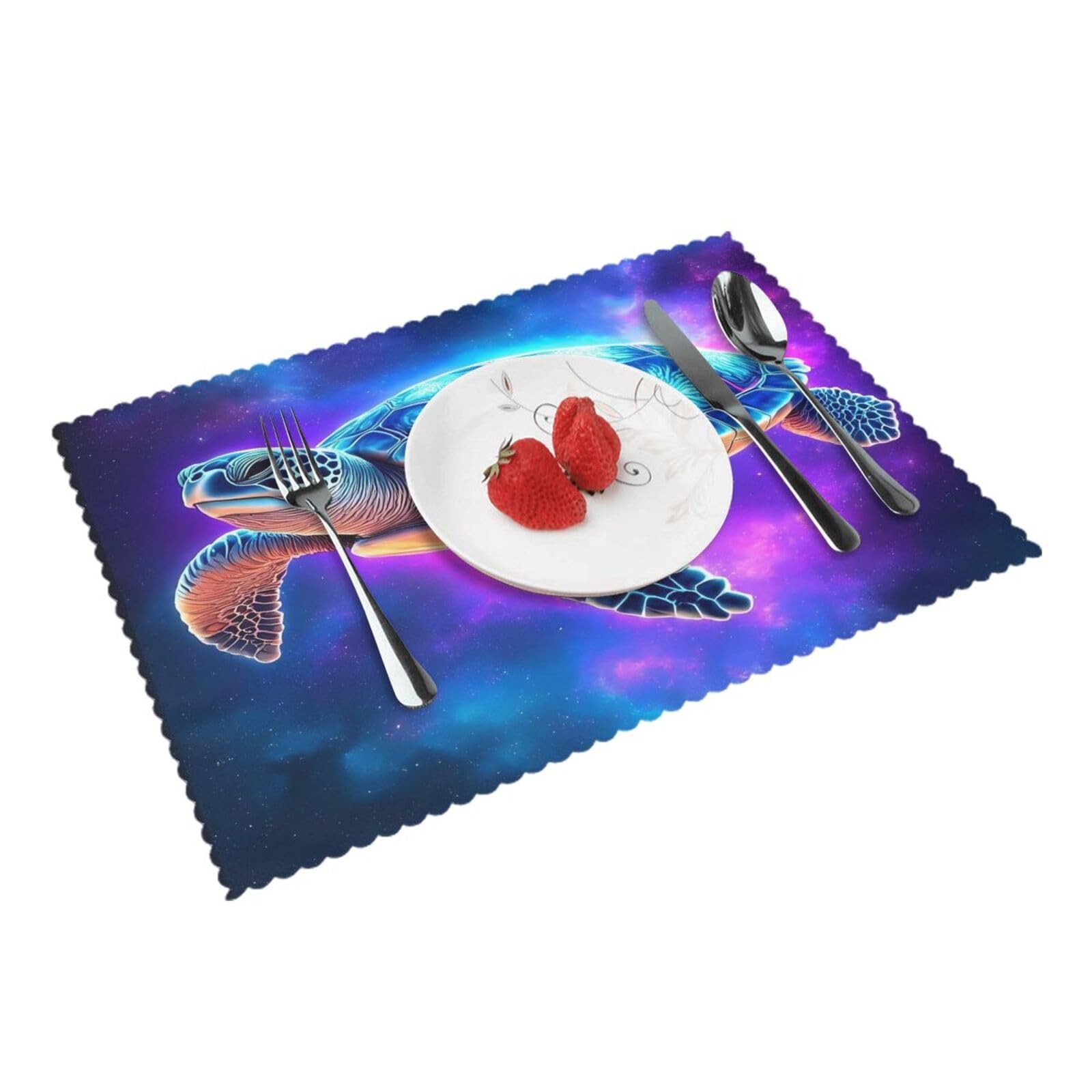 Cosmic Turtle Galaxy Placemats Set of 4 Print Table Mats Place Mats Table Decor for Kitchen Dining 12X18 in