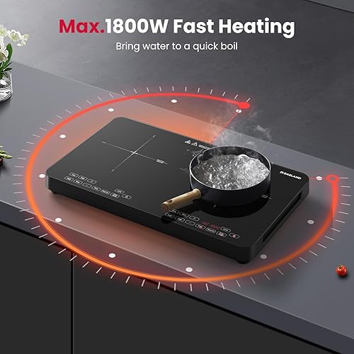 Miniatura 4 de GASLAND SwiftChef - Placa de inducción de doble quemador, encimera de inducción de 1800 W con 8 niveles de potencia, doble olla con control táctil
