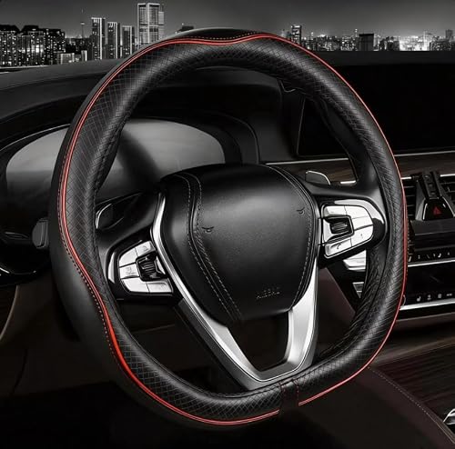 LVJINXIFAFA Steering Wheel Cover for MG MGS5 EV 2025, Microfiber Leather Steering Protector Non-Slip Breathable Sports Car Interior Accessories,Red-D