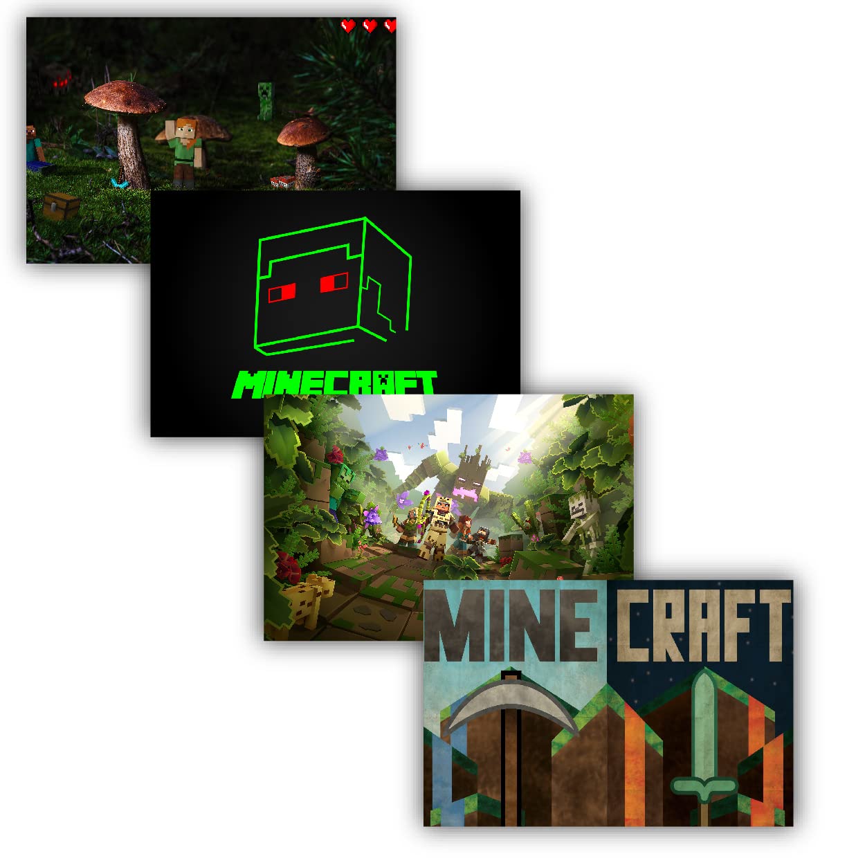 ISEE 360® Cute Minecraft Combo 4 Poster For Bed Living Room Home Office Decor Wall Multicolor L X H 12 x18 Inches
