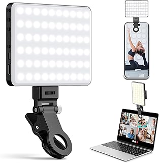 60 LED Phone Light with Front & Back Clip, Selfie Light with LCD Display, Selfie Light for iPhone, iPad, Phone, 3000Mah Portable Light, Adjusted 3 Light Modes for Makeup, Selfie, Vlog, TikTok
