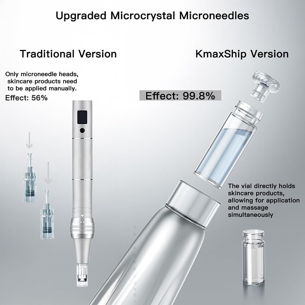 Dermapen Facial,Dispositivo de Infusión Cutánea Avanzada - Tecnología de Vibración, 3 Modos Ajustables, Incluye Ampollas‌,Dermapen Profesional con Deposito