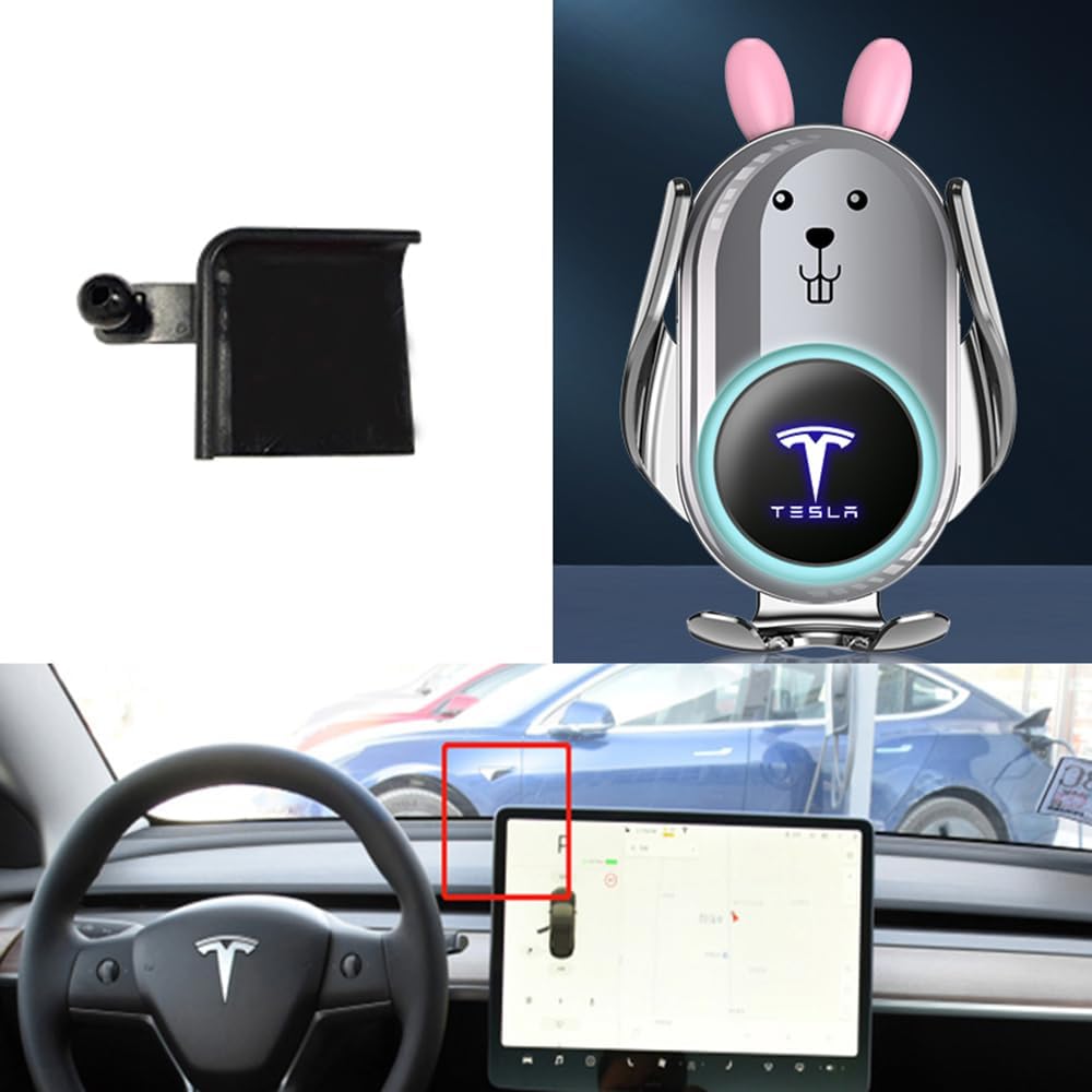 Soporte Móvil Coche,Soporte Móvil Coche para el Salpicadero Rejillas de Aire y Parabrisas para Tesla Model 3 Model Y 2020 2021 2022 2023 2024.,A-Pink