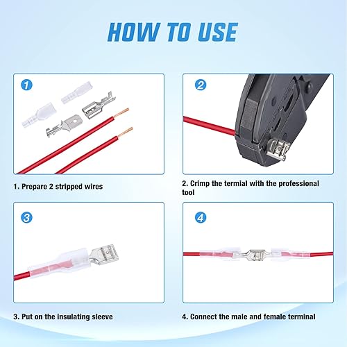Miniatura 2 de Nilight 480 Uds aislados macho hembra terminales de espada surtido de empalme rápido estañado barril abierto conectores de alambre de cobre para
