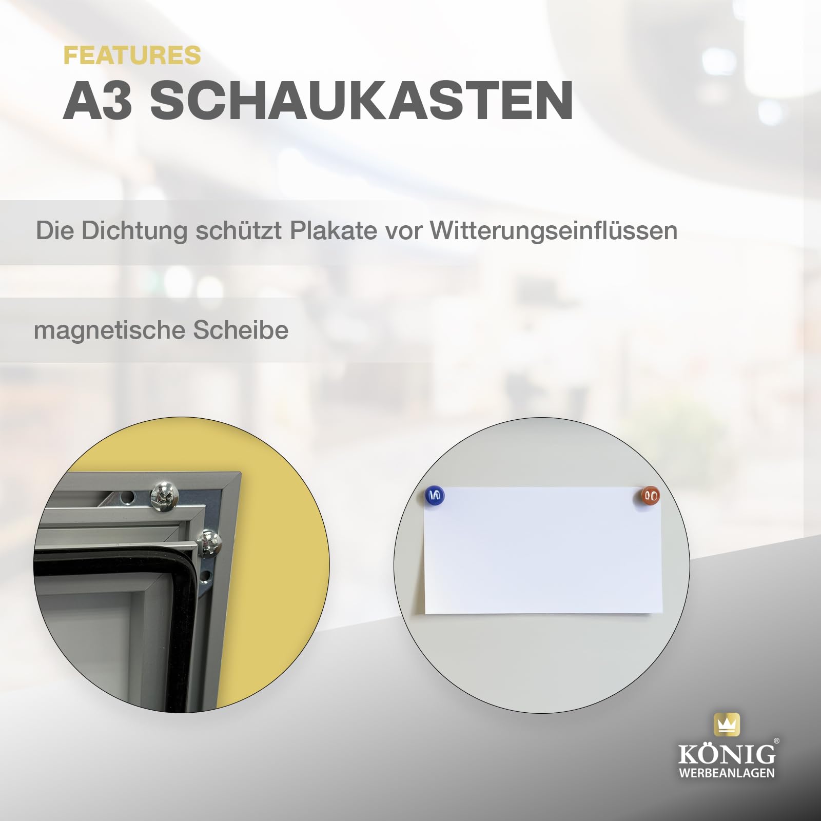 Schaukasten Keitum Economy 2x DIN A4 | Querformat B 390 × H 515mm | wetterfest für innen und aussen | abschließbar | Acrylglas 2mm | Alu-silberfarbig eloxiert