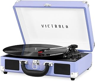 Victrola Vintage 3-Speed Bluetooth Portable Suitcase Record Player with Built-in Speakers | Upgraded Turntable Audio Sound| Includes Extra Stylus | Lavender (VSC-550BT-LVG)