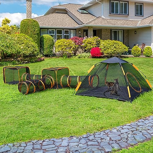 Lucky Monet Recintos para gatos al aire libre para gatos de interior, tiendas de campaña portátiles 6 en 1 para gatos exteriores de malla para gatos al aire libre, corralito cerrado para gatos,