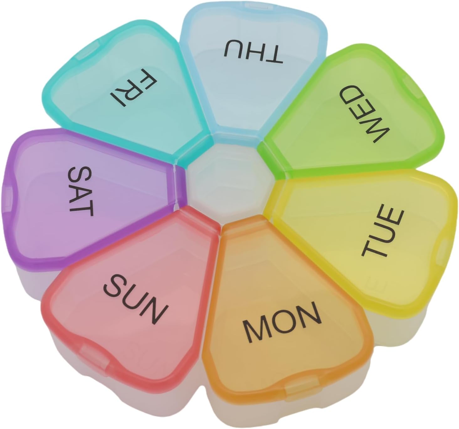 7 Day Weekly Pill AM PM Round Organizer, Large Pill Case Pill Box 1 Time A Day for Pills/Medication/Supplements/Vitamin (Multi-Color)