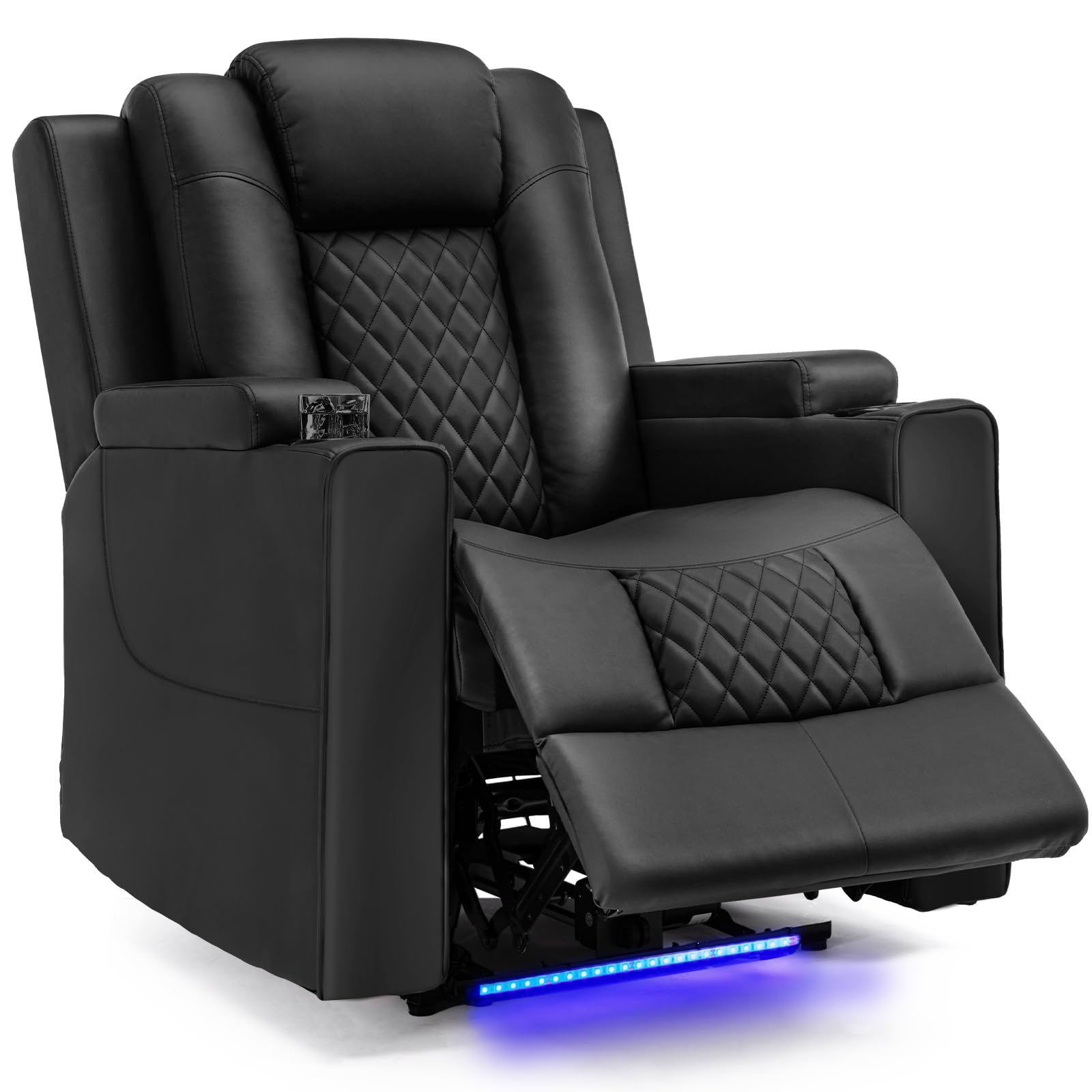 COMHOMA Fernsehsessel Relaxsessel mit Liegefunktion Relaxsessel & -liegen mit LED, Elektrisch Verstellbar TV Sessel bis 150kg mit Massagefunktion Wohnzimmer Schlafzimmer Heimkino Schwarz