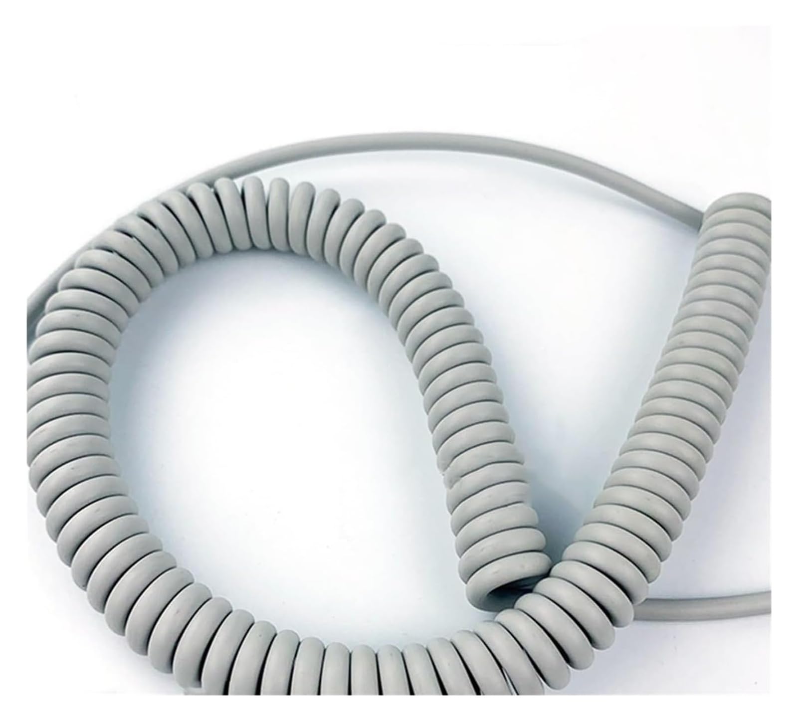 Kabel telefoniczny Przewód zasilający spiralny, elastyczny, 4-żyłowy, kwadratowy, 0,3 mm, spiralny, przewód teleskopowy, szary, sprężynowy, rdzeń miedziany, przewód o wysokiej elastyczności